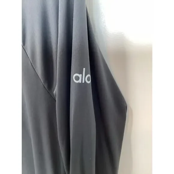 Alo Women's Alosoft Finesse Long Sleeve Top Activewear Yoga Athletic Dark Gray - Picture 5 of 10